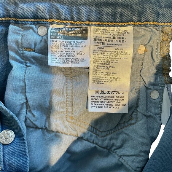 Levis 501 S Jeans Womens 27x28 Button Fly Denim Skinny Filiforme - Blue Color - Picture 11 of 13
